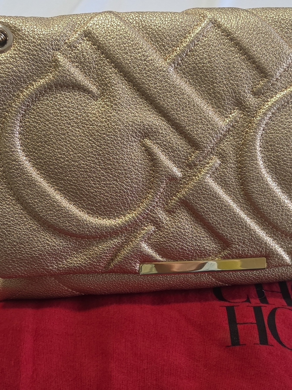 Carolina Herrera  Gold Quilted Leather Shoulder Bag